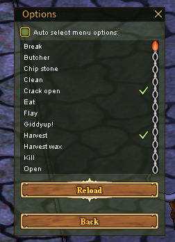 Auto select menu options